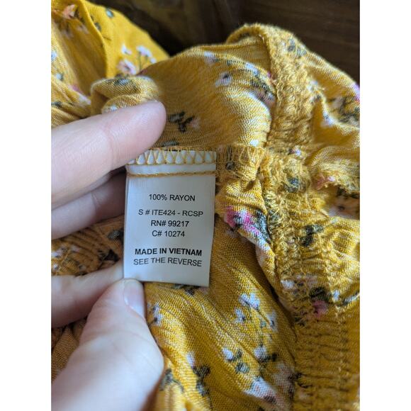 Moa Moa Blouse Juniors Large‎ Bohemian Elastic Waist Cap Sleeve Floral y2k - Picture 8 of 8